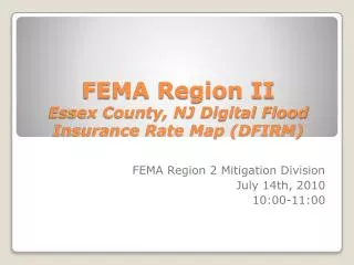 FEMA Region II Essex County, NJ Digital Flood Insurance Rate Map (DFIRM)
