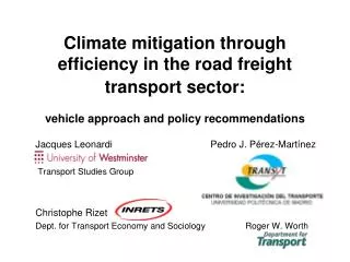 Climate mitigation through efficiency in the road freight transport sector: vehicle approach and policy recommendations
