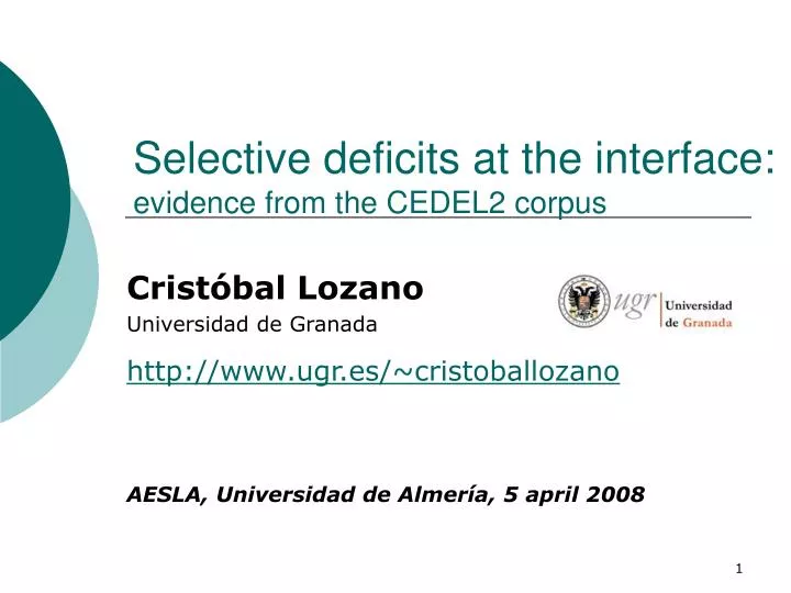 selective deficits at the interface evidence from the cedel2 corpus
