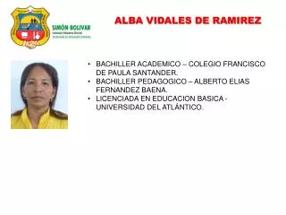 ALBA VIDALES DE RAMIREZ