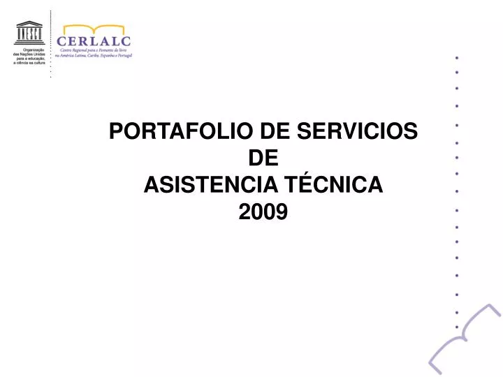 portafolio de servicios de asistencia t cnica 2009