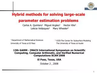 Hybrid methods for solving large-scale parameter estimation problems