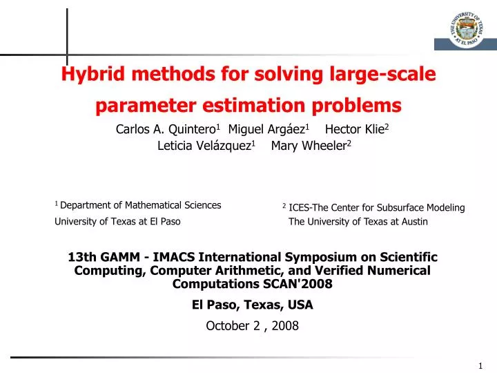 hybrid methods for solving large scale parameter estimation problems