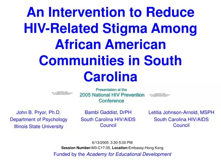 an intervention to reduce hiv related stigma among african american communities in south carolina