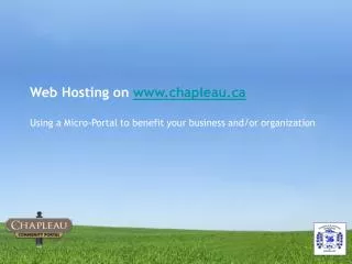 Web Hosting on chapleau Using a Micro-Portal to benefit your business and/or organization