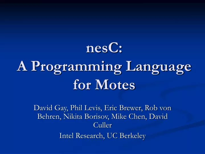 nesc a programming language for motes