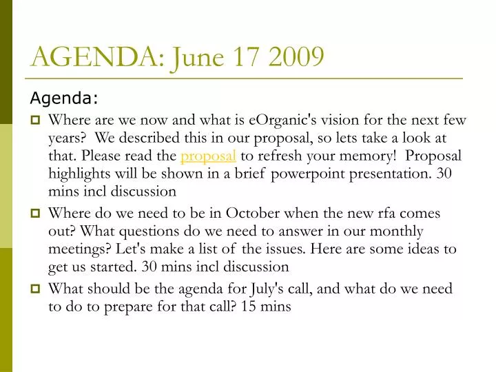 agenda june 17 2009
