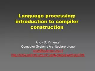 Language processing: introduction to compiler construction