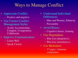 Ways to Manage Conflict