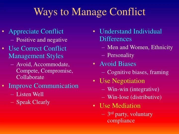 ways to manage conflict