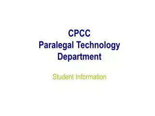 CPCC Paralegal Technology Department