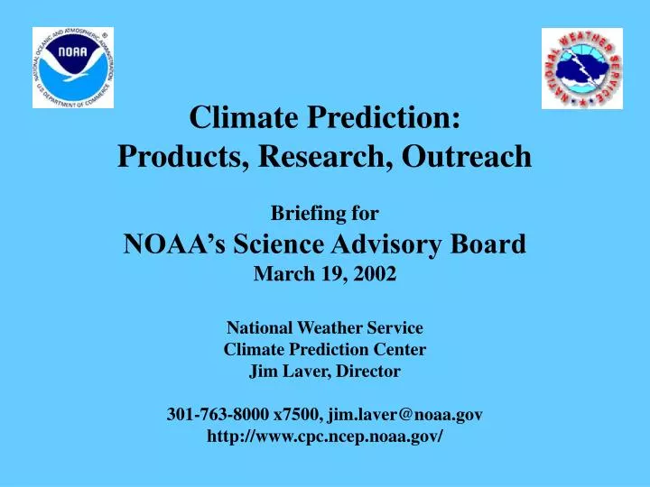 climate prediction products research outreach