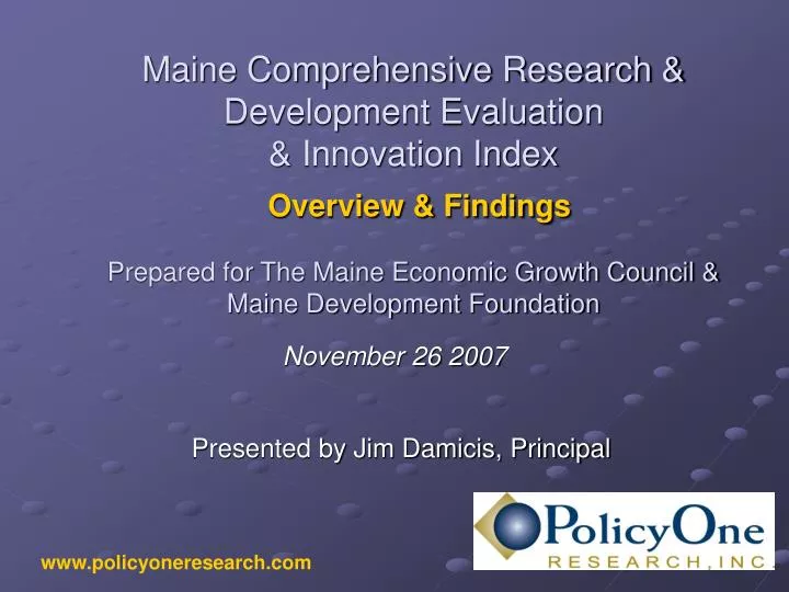 maine comprehensive research development evaluation innovation index overview findings