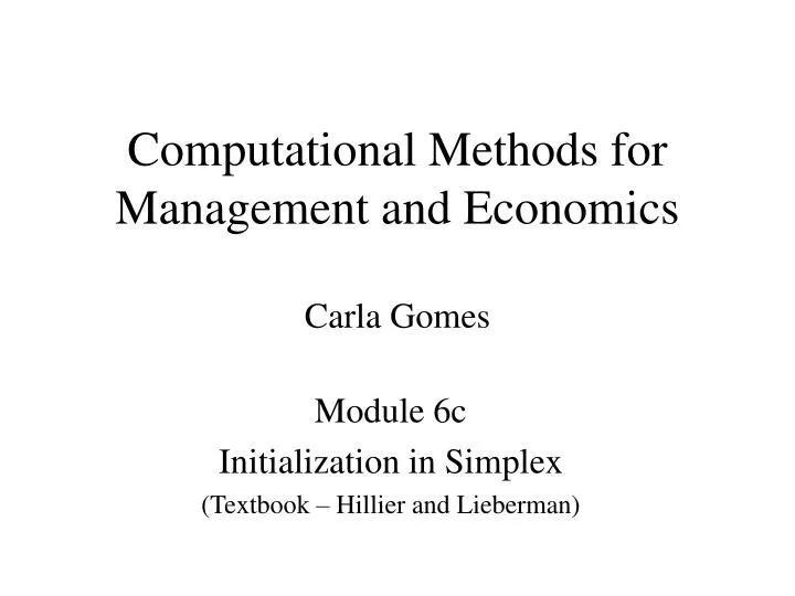 computational methods for management and economics carla gomes