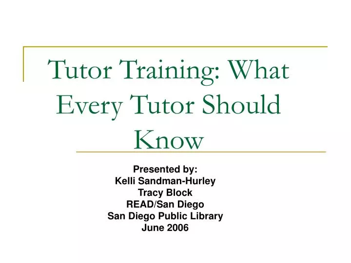 tutor training what every tutor should know