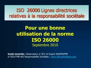 ISO 26000 Lignes directrices relatives à la responsabilité sociétale