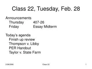Class 22, Tuesday, Feb. 28