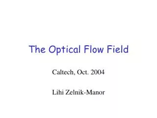 The Optical Flow Field