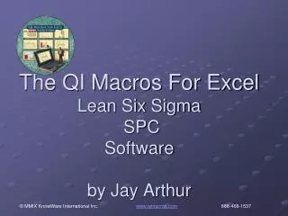 The QI Macros For Excel Lean Six Sigma SPC Software by Jay Arthur