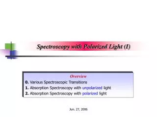 Spectroscopy with Polarized Light (I)
