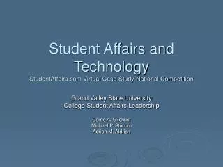 Student Affairs and Technology StudentAffairs Virtual Case Study National Competition