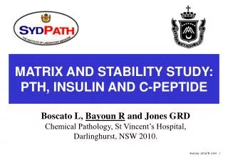 MATRIX AND STABILITY STUDY: PTH, INSULIN AND C-PEPTIDE
