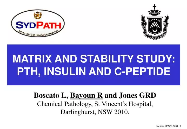 matrix and stability study pth insulin and c peptide