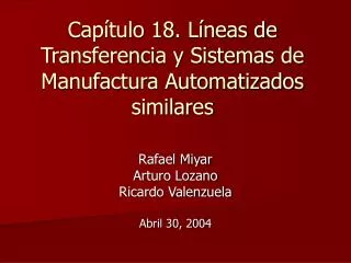 Capítulo 18. Líneas de Transferencia y Sistemas de Manufactura Automatizados similares