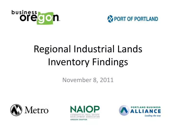 regional industrial lands inventory findings