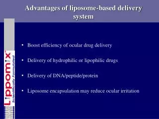 Advantages of liposome-based delivery system