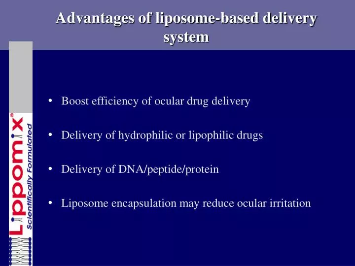 advantages of liposome based delivery system