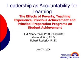 Leadership as Accountability for Learning