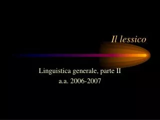 il lessico