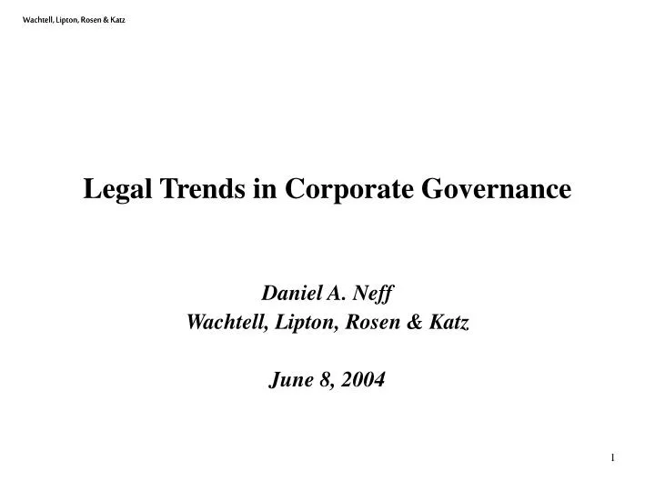 legal trends in corporate governance