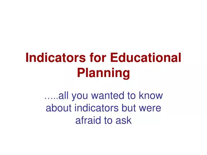 indicators for educational planning