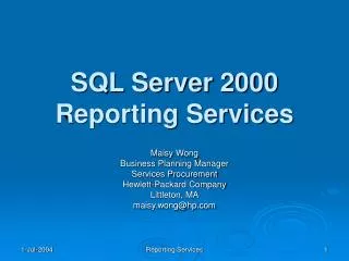 SQL Server 2000 Reporting Services