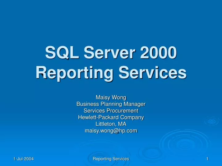 sql server 2000 reporting services