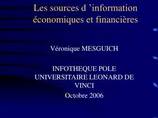 Les sources d ’information économiques et financières