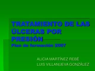 TRATAMIENTO DE LAS ÚLCERAS POR PRESIÓN Plan de formación 2007