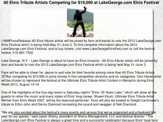 60 Elvis Tribute Artists Competing for $10,000 at LakeGeorge