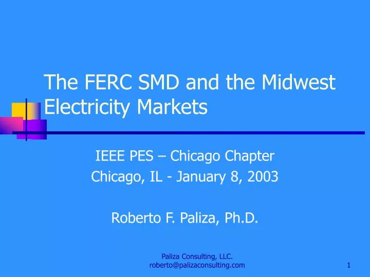 the ferc smd and the midwest electricity markets