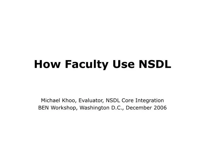 how faculty use nsdl