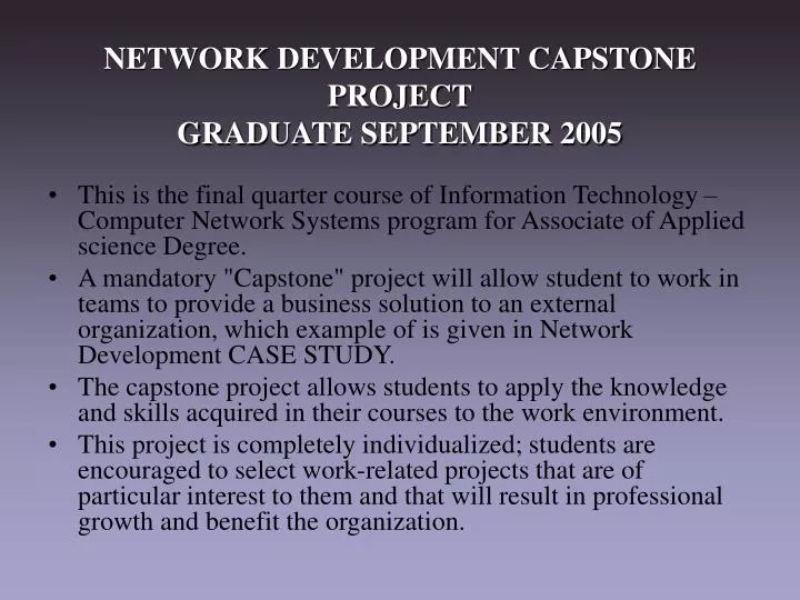 network development capstone project graduate september 2005