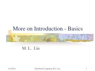 More on Introduction - Basics