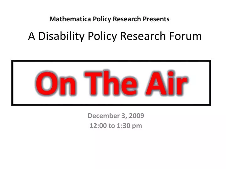 a disability policy research forum