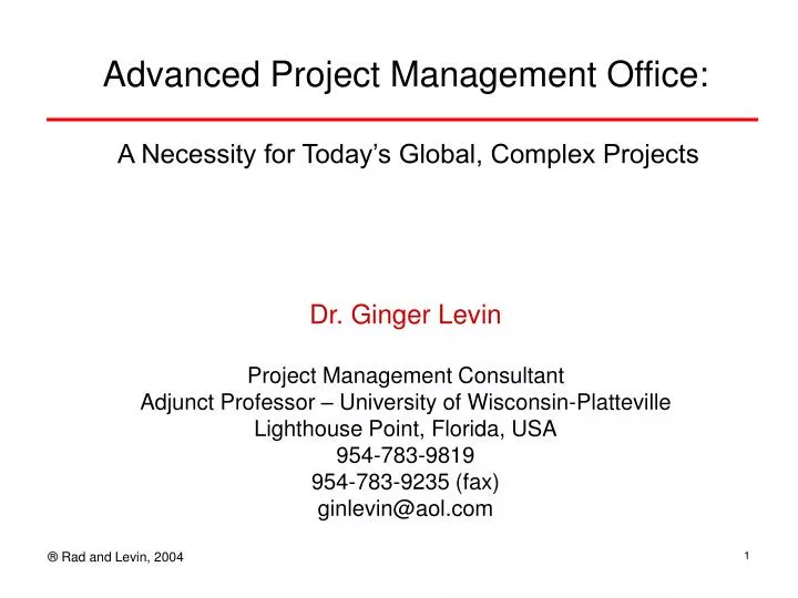 advanced project management office a necessity for today s global complex projects