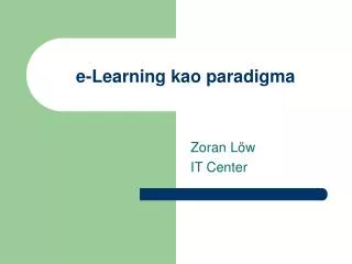 e-Learning kao paradigma