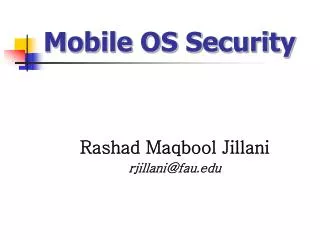 Mobile OS Security