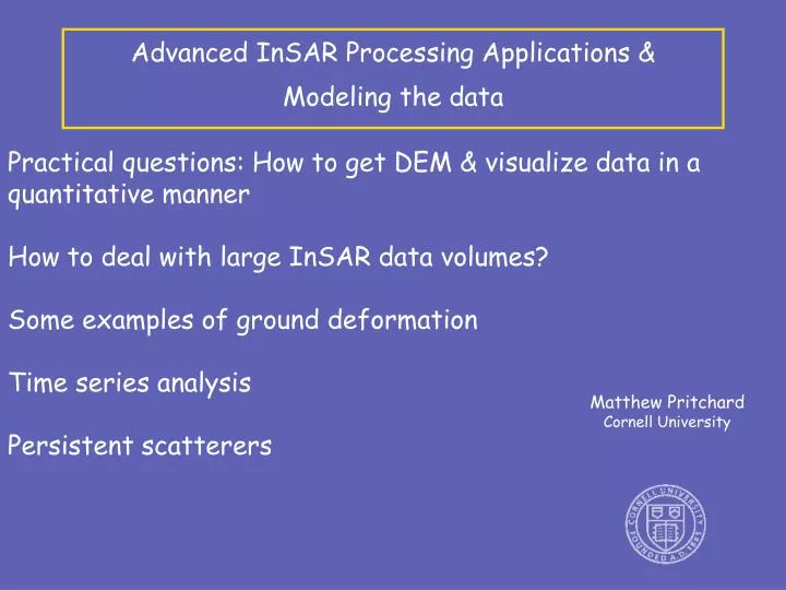 advanced insar processing applications modeling the data