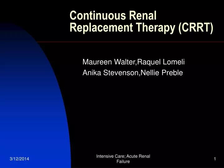 continuous renal replacement therapy crrt